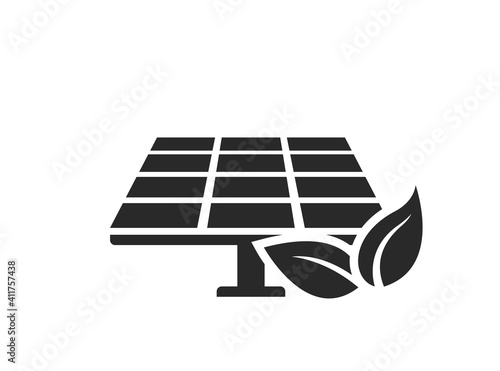 Solar panel icon. eco friendly, sustainable, renewable and alternative energy symbol. isolated vector image