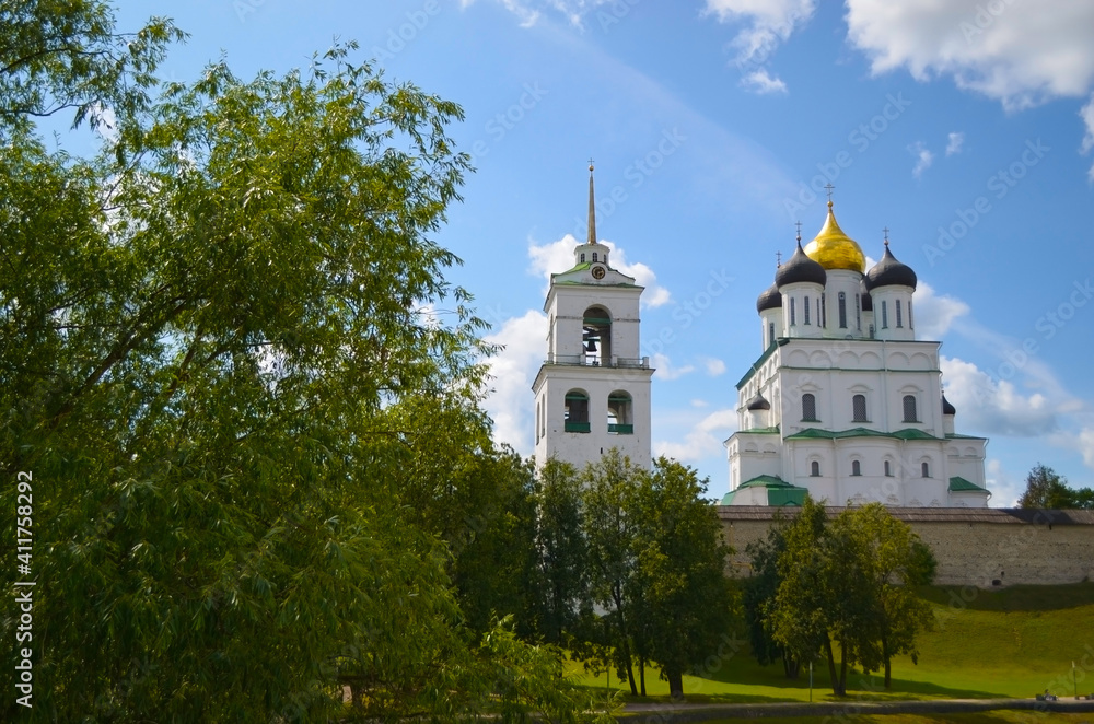 Holy Trinity Cathedral in Pskov. One of the oldest sights in Russia.