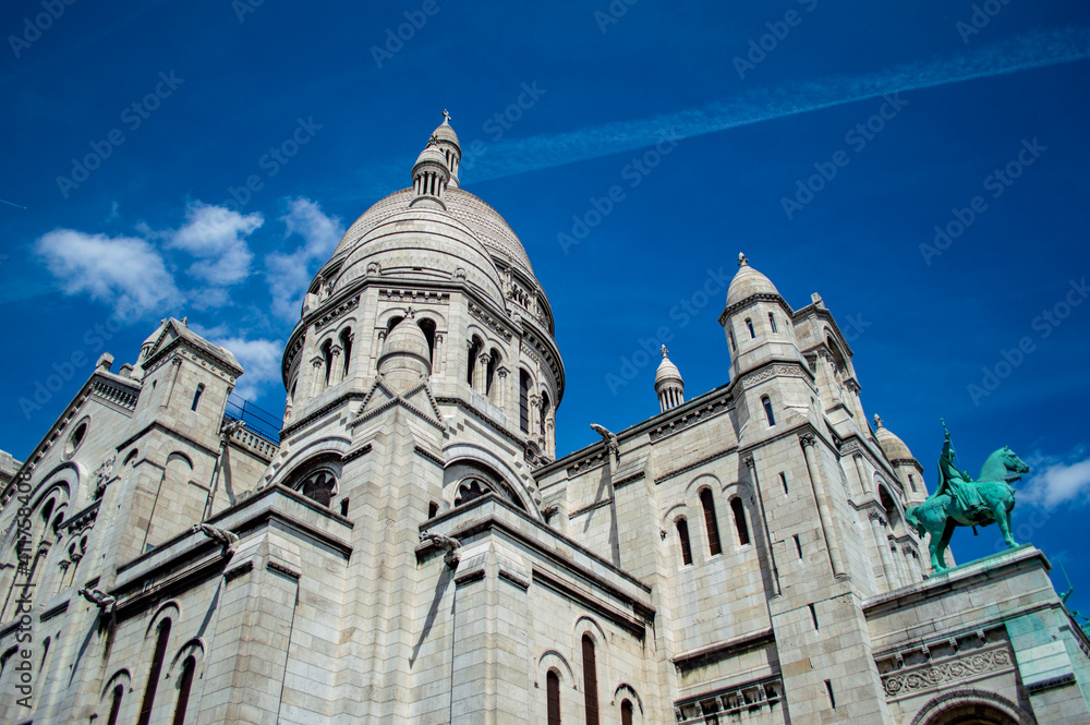 Paris, France - July 19, 2019: Side view of the Basilica of the Sacred Heart (SacrÃ© Coeur) in Paris, France