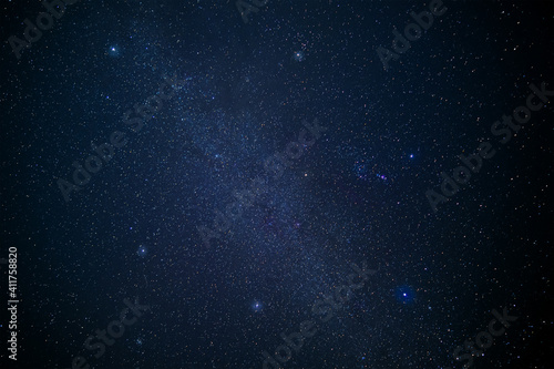 winter's Diamond Constellation in starry night sky