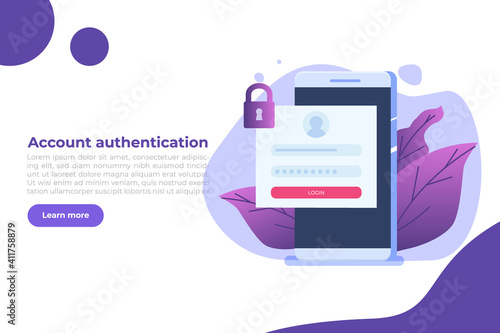 Online registration and sign up, Account authentication concept. Vector UI illustration.