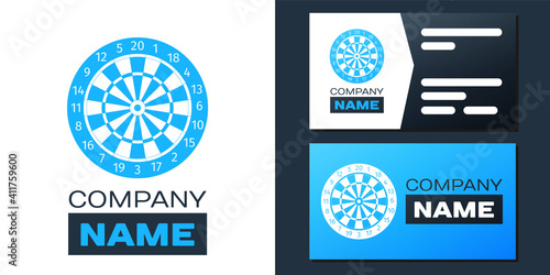 Logotype Classic darts board with twenty black and white sectors icon isolated on white background. Dart board sign. Dartboard sign. Game concept. Logo design template element. Vector.