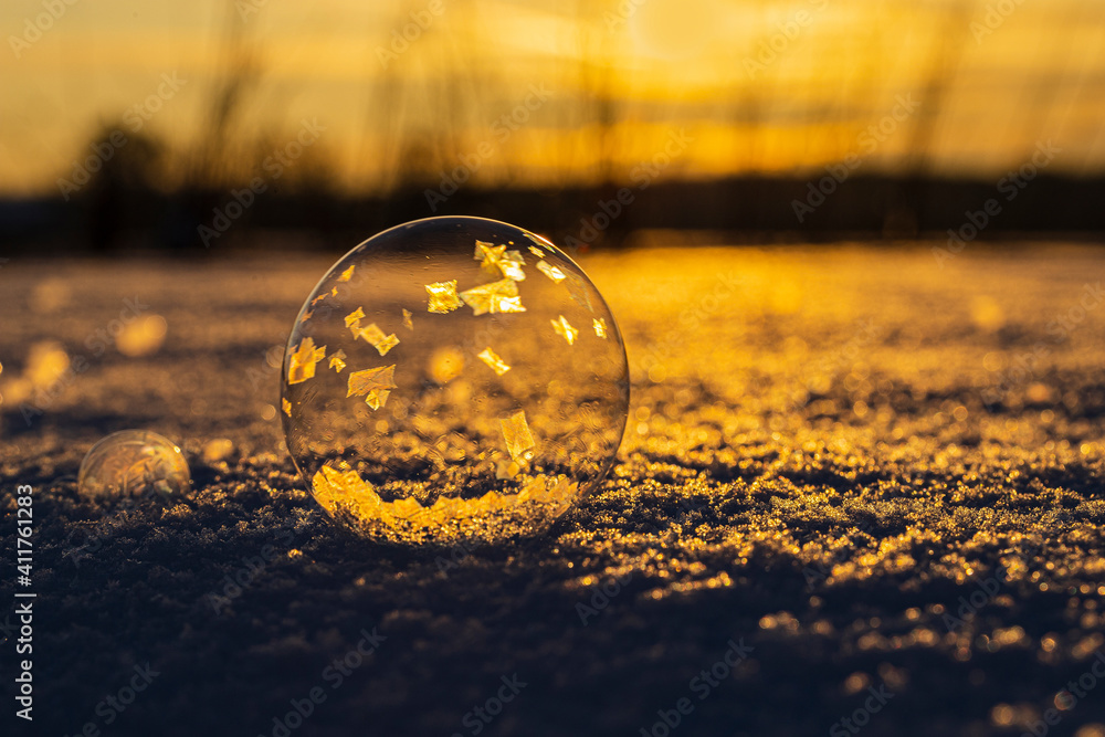 soap bubbles frozen in the evening soap bubbles frozen in the evening