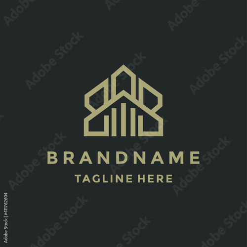 B B Initial logo concept with building template vector.