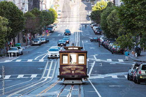 Cable car in California street, San Francisco, California, USA photo