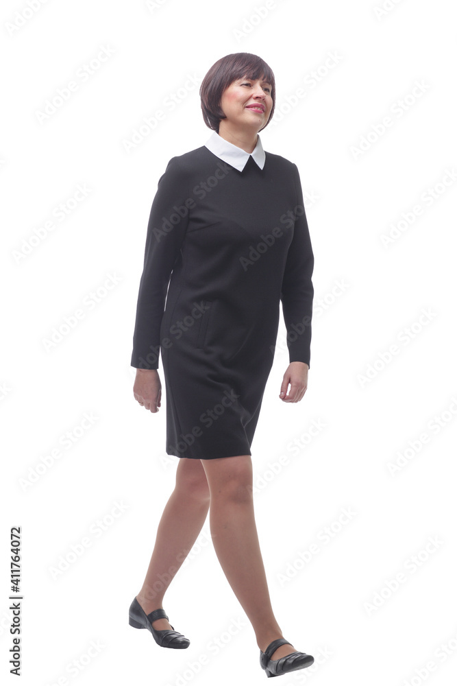 in full growth. confident business woman striding forward . in full growth. confident business woman striding forward .