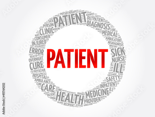 Patient word cloud collage, health concept background