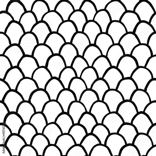 Fototapeta Naklejka Na Ścianę i Meble -  Hand Drawn Squama Seamless Pattern. Vector Illustration Scales or Doodle Texture Surface. Artistic Background for Graphic Design or Fabric