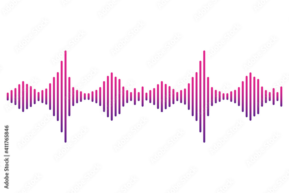 Frequency audio waveform, music wave HUD interface elements, voice graph signal. Vector illustration.