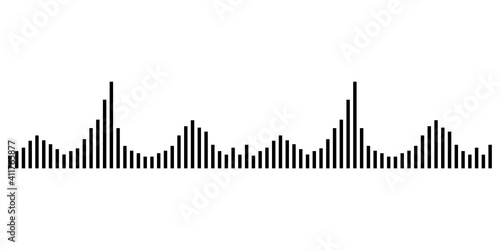 Frequency audio waveform, music wave HUD interface elements, voice graph signal. Vector illustration.