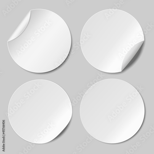 Set of Round paper stickers template. Vector illustration. Web banner.