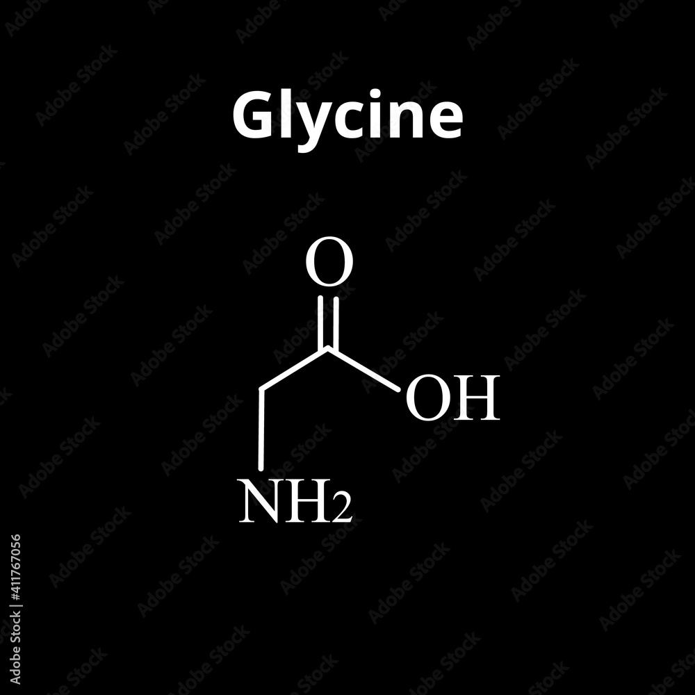 Amino acid Glycine. The chemical molecular formula of glycine is an