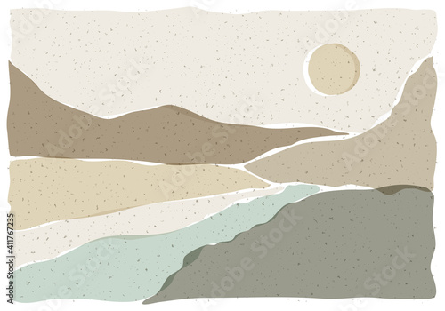 Trendy minimalist aesthetic landscape wall art design