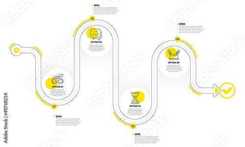 Creativity concept, Time hourglass and Marriage rings line icons set. Timeline plan infograph. Smile face sign. Graphic art, Sand watch, Engagement. Chat. Business set. Vector