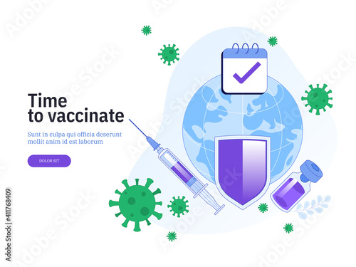 Vector landing page of Time to Vaccinate concept