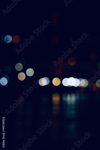 multicolored bokeh lights at night on the street