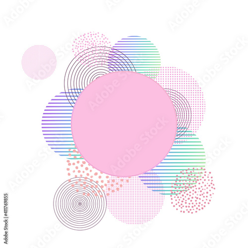 Abstract delicate white background with pink circles and space for text