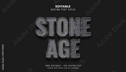 Stone Age Text Style in Gray Color with Rough Rock Texture Effect