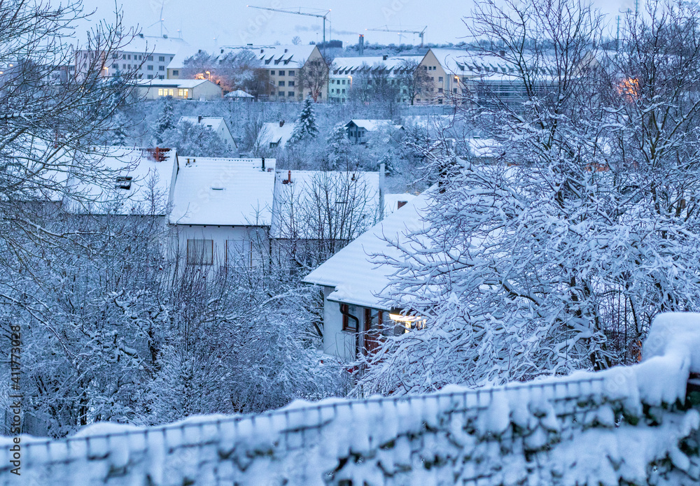 Fotografie Weiße Dächer im Winter in Kitzingen