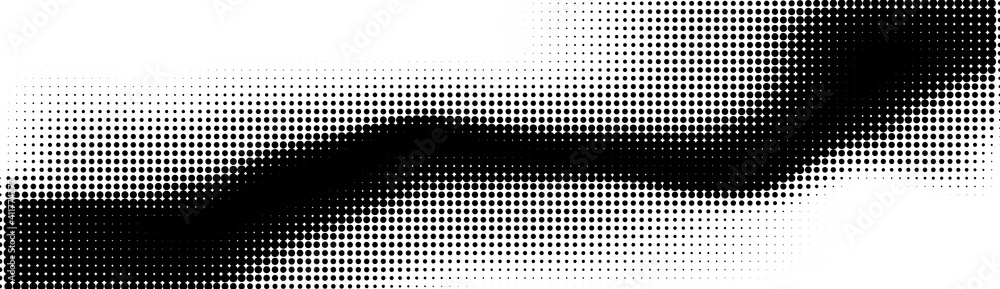 Halftone in abstract style. Geometric retro banner vector texture. Modern print. White and black background. Light effect