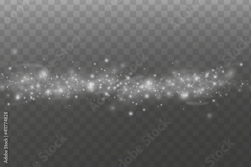 Glow light effect. Vector illustration. Christmas flash. dust.Snow and wind on a transparent background. Winter and snow.Vector