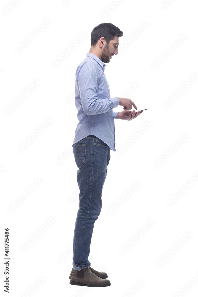 casual man talking on a mobile phone. casual man talking on a mobile phone.