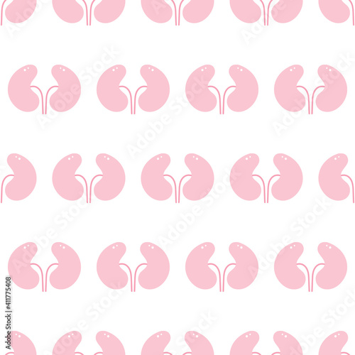World Kidney Day vector seamless pattern background with couple of pink kidneys.
