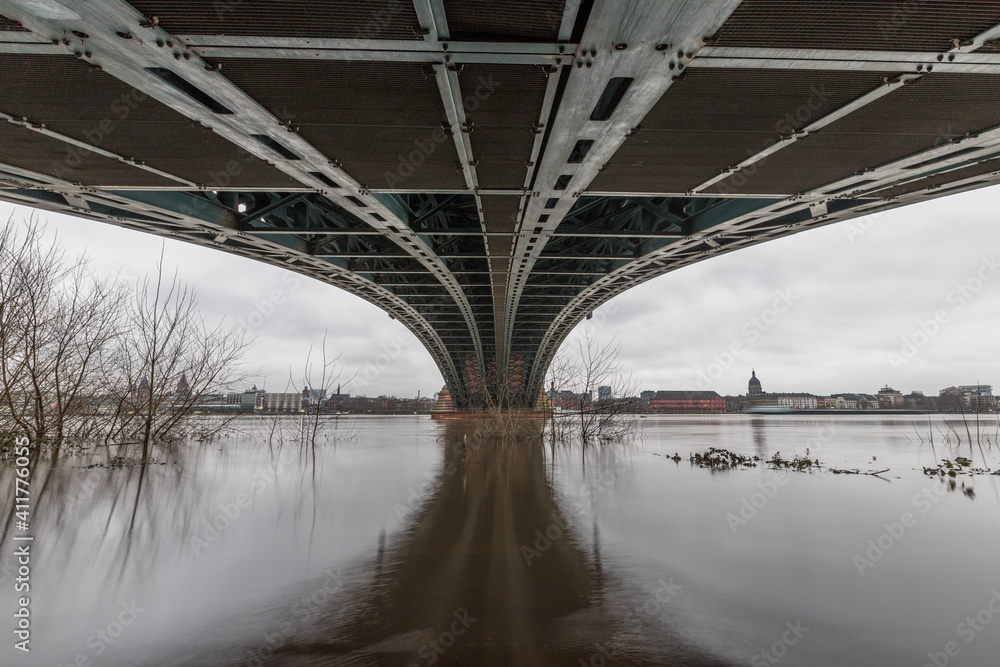 Unter der Brücke bei Mainz am Rhein