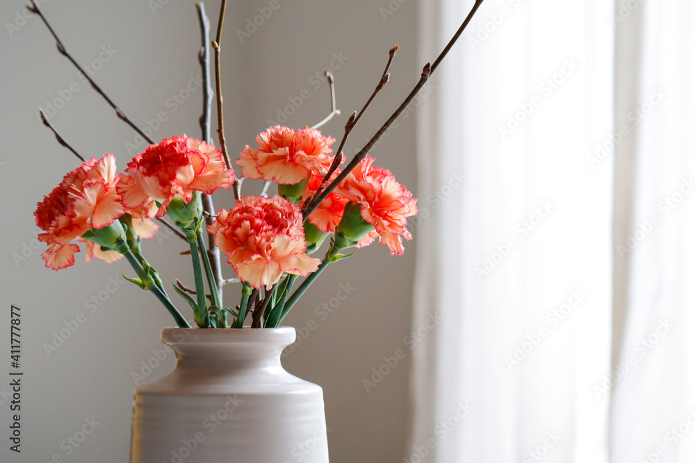 frische Frühlingsblumen in der Vase, Nelken Stock Photo | Adobe Stock