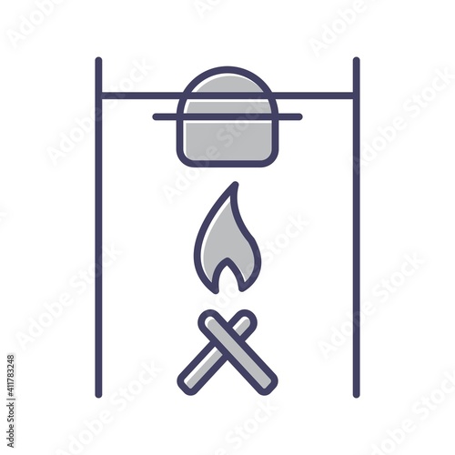 Unique Camp Fire Line Vector Icon