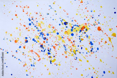 Abstract watercolor multicolored drops on white background