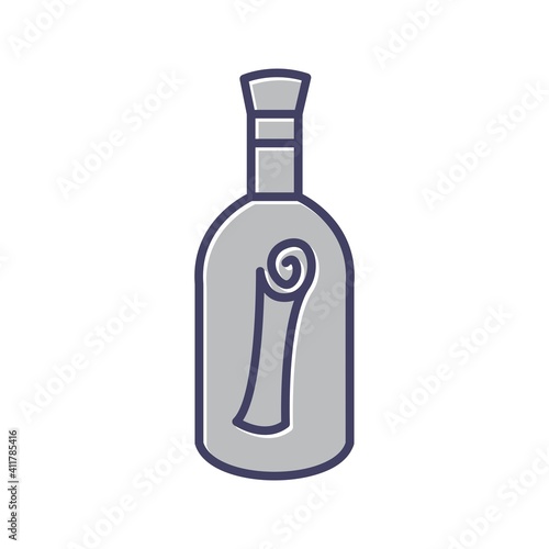 Unique Scroll In bottle Line Vector Icon