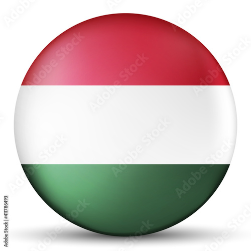 Free Download Glass light ball with flag of Hungary. Round sphere, template icon. Hungarian national symbol. Glossy realistic ball, 3D abstract vector illustration highlighted on a white background. Big bubble. - GFXLoad