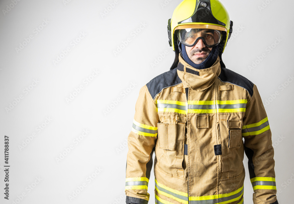 firefighter man on white background firefighter man on white background