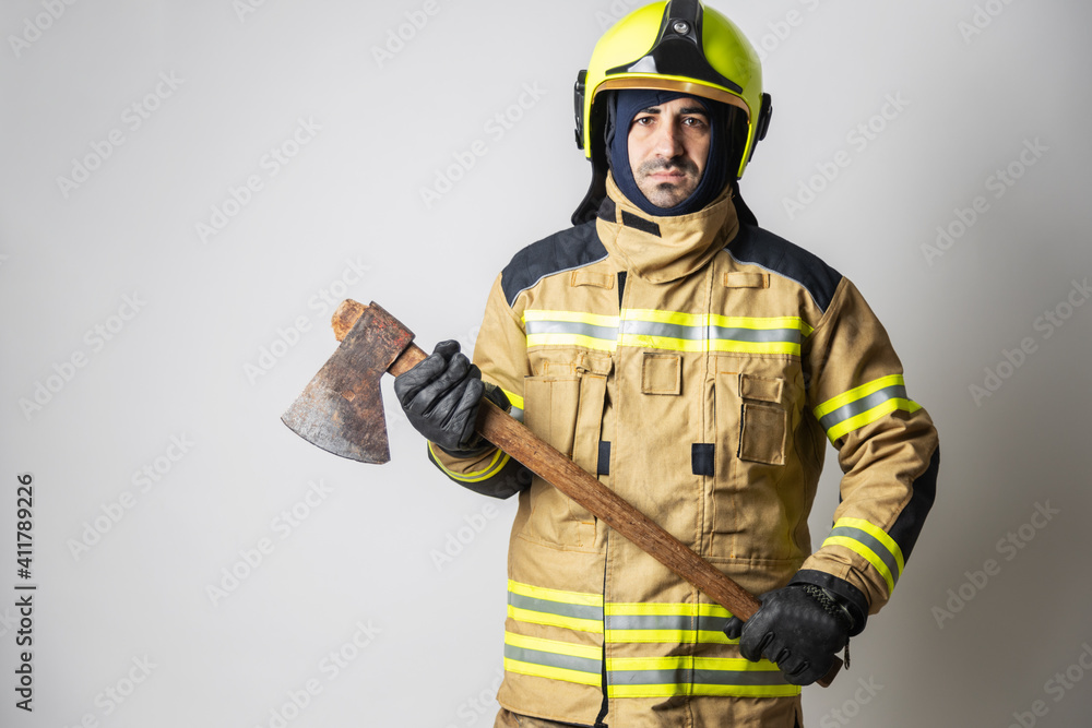 firefighter man on white background firefighter man on white background