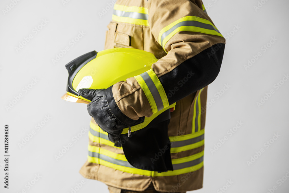 Fototapeta premium firefighter man on white background