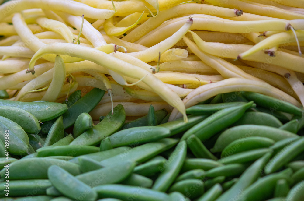 background: mix of yellow and green beans background: mix of yellow and green beans
