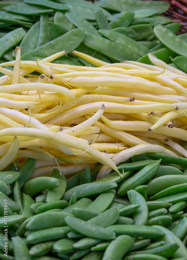 background: mix of yellow and green beans background: mix of yellow and green beans
