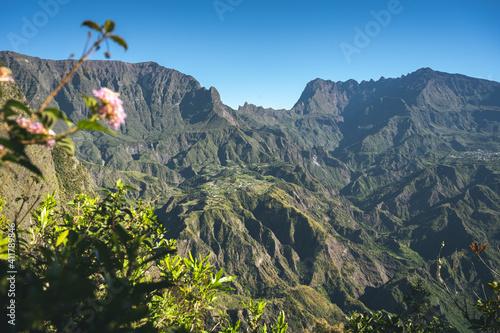 Panoramic view of the mountains in Cilaos - Réunion Island photo