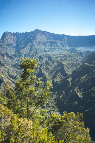 Panoramic view of the mountains in Cilaos - Réunion Island