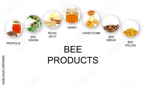 bee products isolated on a white background
