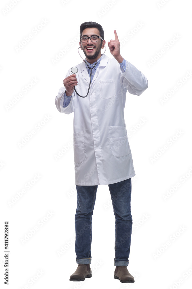 funny doctor with stethoscope pointing at you . funny doctor with stethoscope pointing at you .