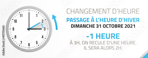 Passage à l'heure d'hiver - Changement d'heure le 31 Octobre 2021
