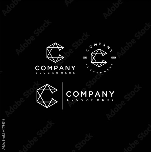  hexagon letter C vector line logo designs ,  letter C hexagon  logo design template vector image  , letter c hexagon icon logo design 