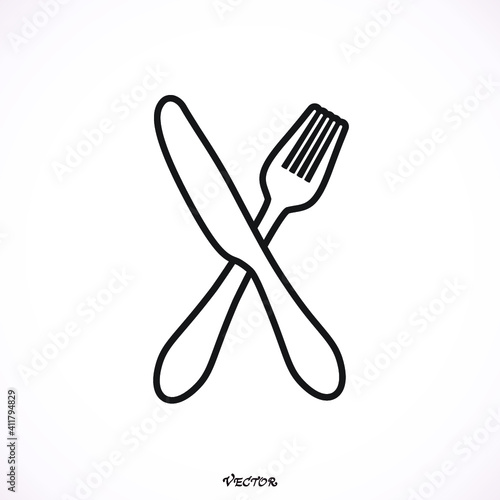 Fork and Knife icon, vector, flat, eps, path, stock 