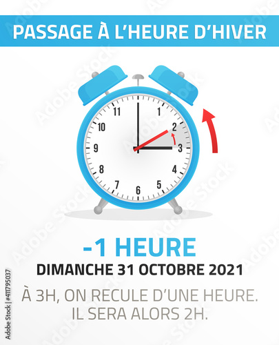 Passage à l'heure d'hiver - Changement d'heure le 31 Octobre 2021