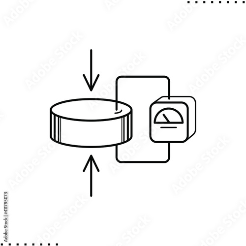 Piezoelectric, pressure and electric vector icon in outlines