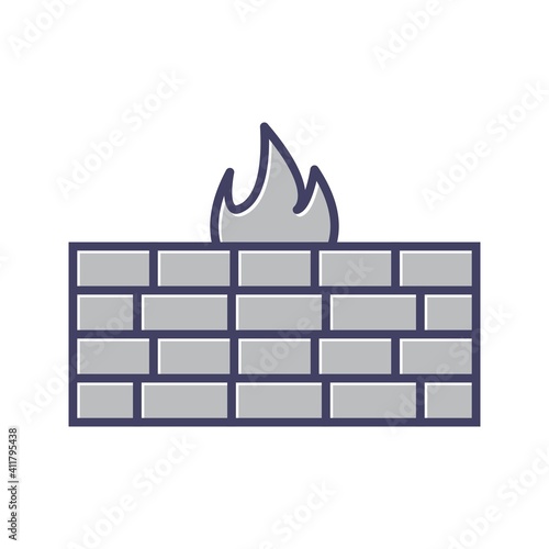 Unique line icon of firewall