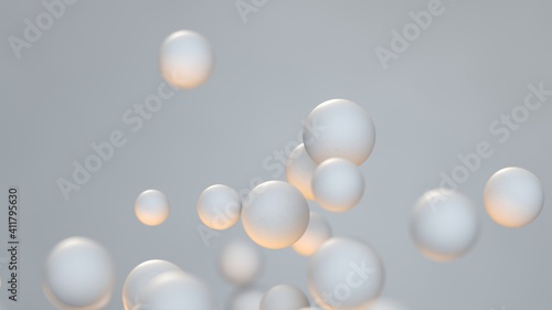 Airy white spheres. 3D rend...