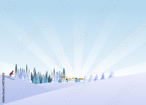 Winter mountain resort, ski, snow, llandscape vector